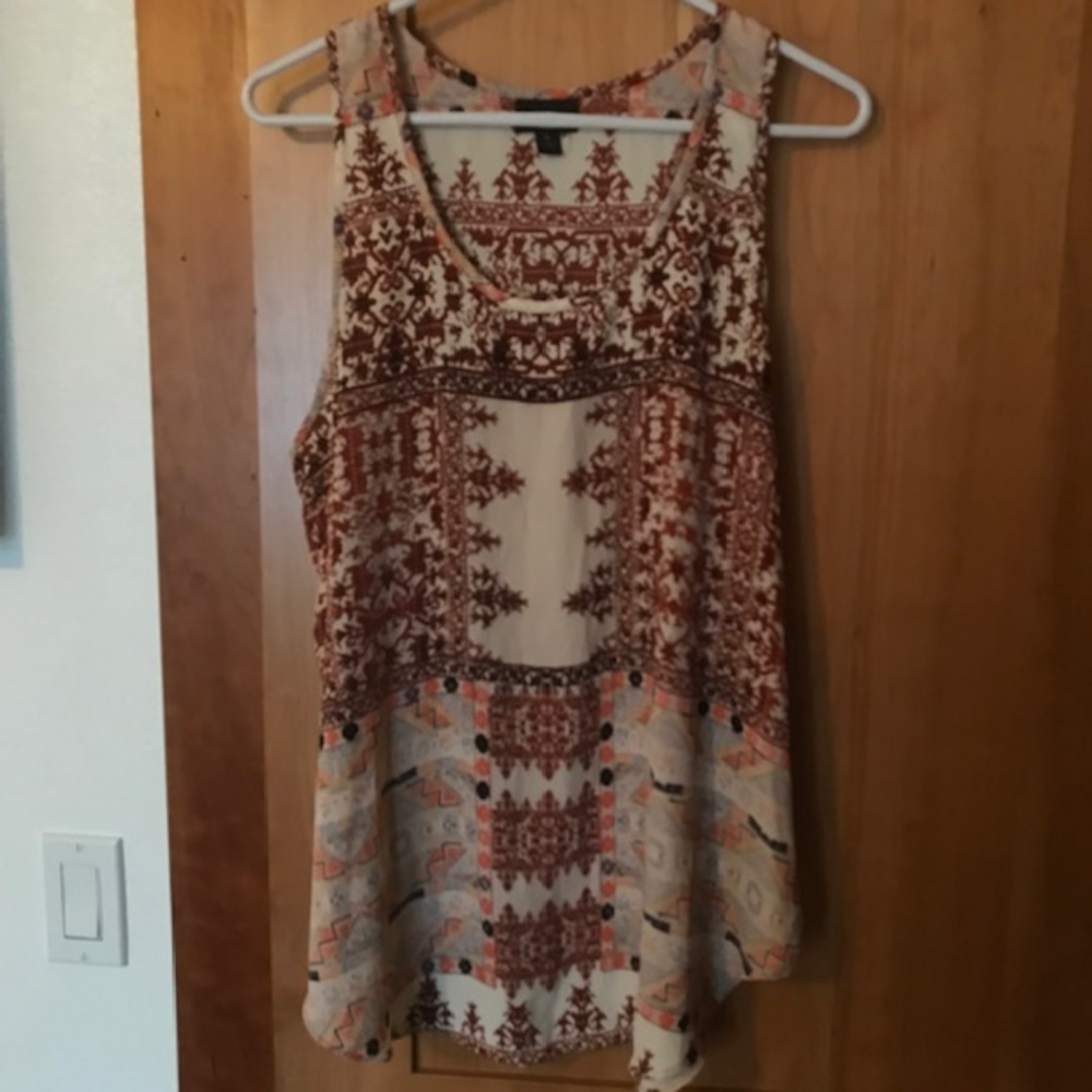 Red blue pink tribal print racer back tank large